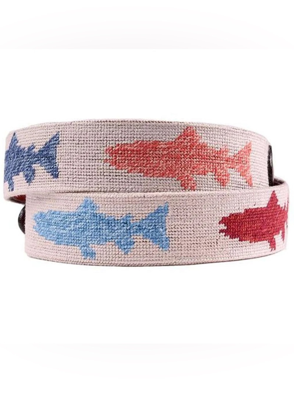 Smathers & Branson Needlepoint Multi-Fish Belt - Size 30 Preppy/Fishing